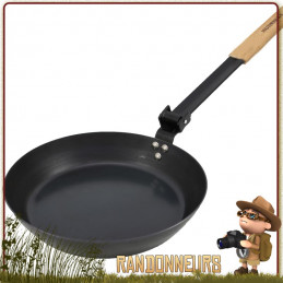 Poele à Frire Acier au carbone 24 cm Muurikka anti adhesive de cuisson feu de bois bivouac bushcraft