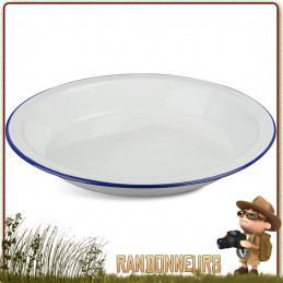 Assiette plate tôle acier émaillée blanche highlander Vaisselle tôle émaillée de camping et bushcraft